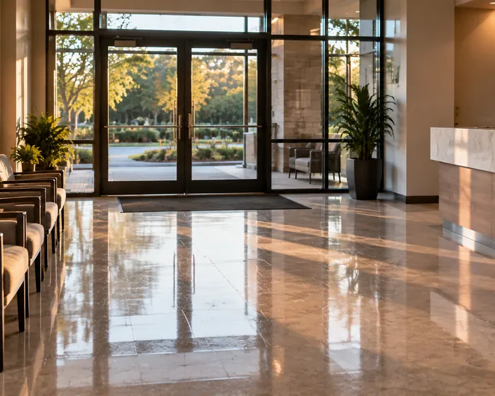 Commercial building serviced by Serenity Cleaning Services